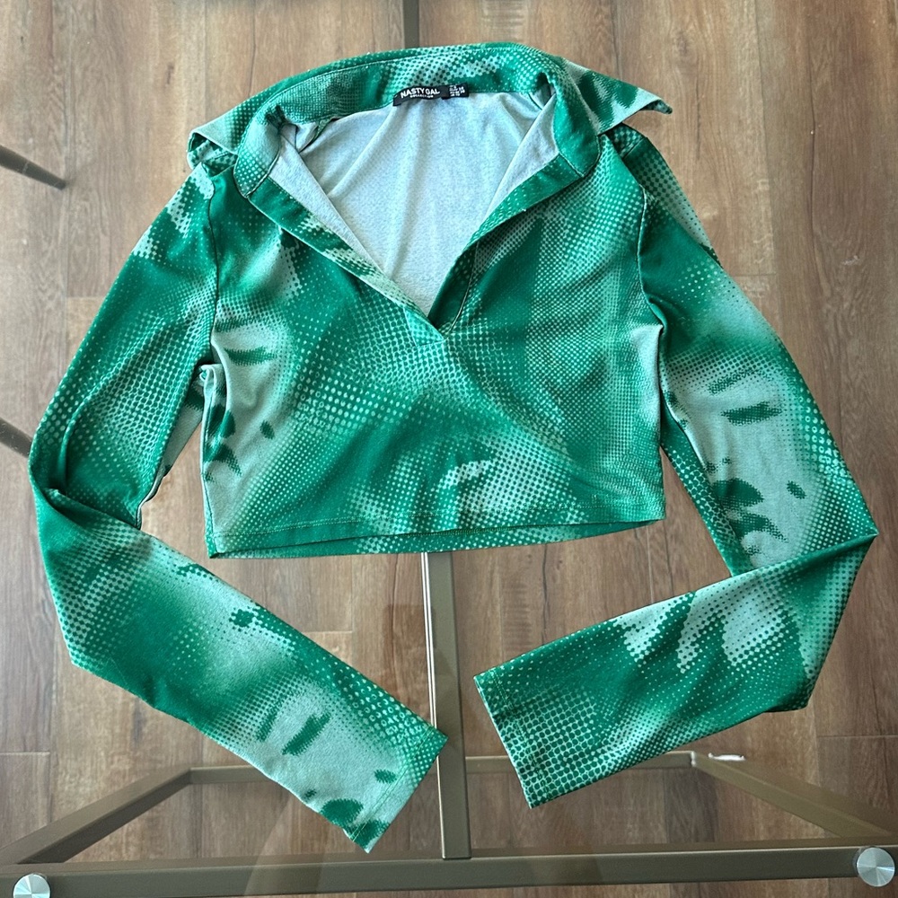 Nasty Gal Collared Cropped Long Sleeve